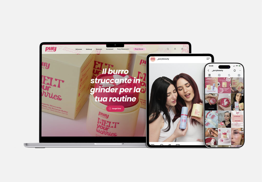 Mockup del sito web Pury Beauty realizzato da Wifor